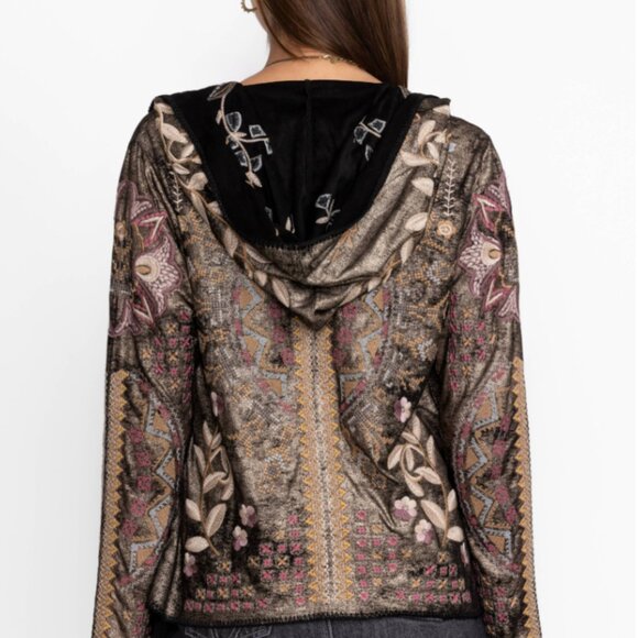 Johnny Was Biya Embroidered Metallic Short Hoodie Agatha L NWT $490 - Picture 3 of 5